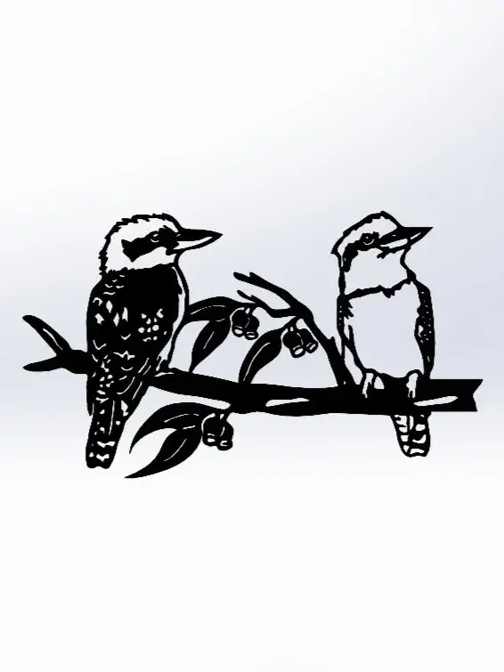 2 Kookaburras on a Branch - view 1